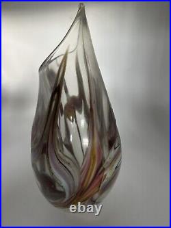 David Goldhagen (NC)Studio Art Glass Pink/Purple Twist Signed Vase 1984 Abstract