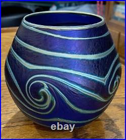 David Lotton Iridescent Pulled Feather Swirl Vase Signed & Dated 1993