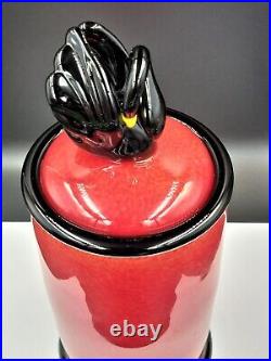 David Smallhouse Covered Art Glass Swan Canister Vase Signed 2010