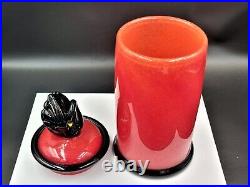 David Smallhouse Covered Art Glass Swan Canister Vase Signed 2010