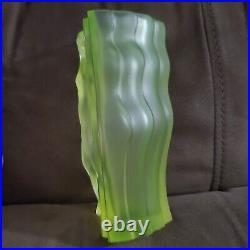 Desna Signed Vaseline Glass Echo Nude Lady Vase Excellent Condition