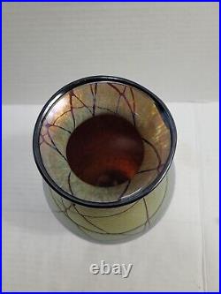 Don Carlson Art Glass Vase Signed Numbered Gold Aurene Iridescent 1997
