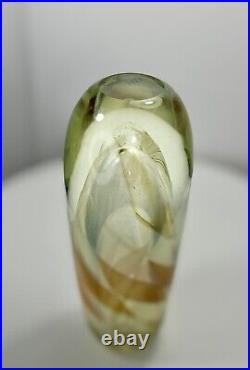 Drew Smith Studio Art Glass Vase Signed Dated 1982 Peach Swirl