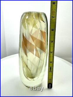 Drew Smith Studio Art Glass Vase Signed Dated 1982 Peach Swirl