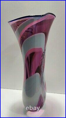 Dutch Schulze 13 1/2 Hand-blown Glass Vase Signed Dated Numbered