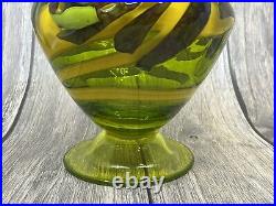 Dutch Schulze Hand Blown Art Glass Vase 10 Green shard vase Signed #907, 2001