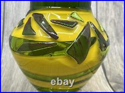 Dutch Schulze Hand Blown Art Glass Vase 10 Green shard vase Signed #907, 2001