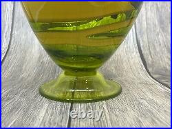 Dutch Schulze Hand Blown Art Glass Vase 10 Green shard vase Signed #907, 2001