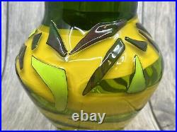 Dutch Schulze Hand Blown Art Glass Vase 10 Green shard vase Signed #907, 2001