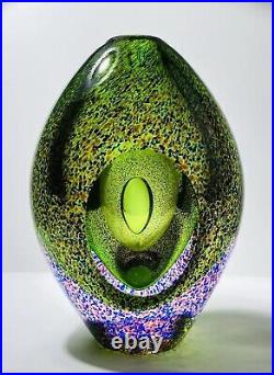 ERIKA LAGERBIELKE KOSTA BODA Vase Ltd Multicolor Solid Art Glass Signed, H6-7