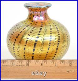 Early Lundberg Studio Iridescent Aurene Art Glass Vase Signed Dated 1977
