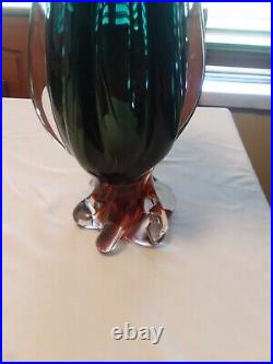 Egermann 13 Art Glass Vase Signed Plus Label Spectacular Colors