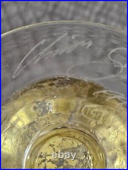 Elegant Art Glass Signed Studio Vase With Gold Flake Foot