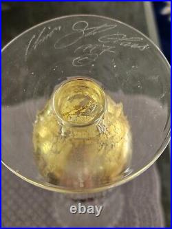 Elegant Art Glass Signed Studio Vase With Gold Flake Foot