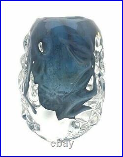 Elizabeth Lyons Vase 2011 Blue Chunky Studio Art Glass Signed