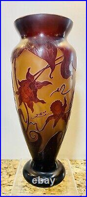Emile GALLE Signed Vase & Bowl MATCHING SET Art Nouveau Style CAMEO GLASS HTF