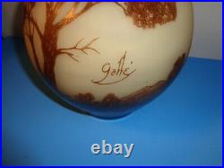Emile Galle Signed Scenic Landscape French Art Nouveau Cameo Vase (12 by 7)