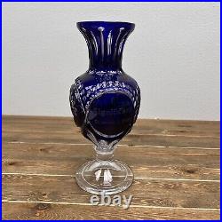 Engraved MARIO CIONI CRYSTAL Vase Signed Made In Italy