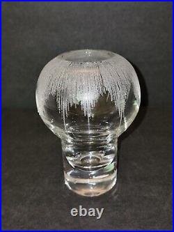 Etched MCM Art Glass Crystal Vase Signed Johansfors Orup, Designed by Bengt Orup