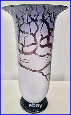Exquisite Bernard Katz Art Glass Amethyst Hand Blown Tree And Root Vase Signed