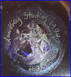Exquisite Lundberg Studios Art Glass Vase Bowl. Signed 1994