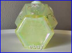 FENTON Lily Trail TOPAZ IRIDESCENT Art Glass VASE 9 Signed P Thornley GLOWS