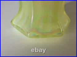 FENTON Lily Trail TOPAZ IRIDESCENT Art Glass VASE 9 Signed P Thornley GLOWS