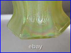 FENTON Lily Trail TOPAZ IRIDESCENT Art Glass VASE 9 Signed P Thornley GLOWS