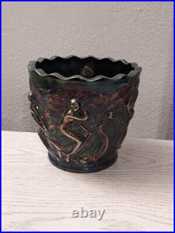 FENTON -MERMAID CARNIVAL GLASS SIGNED (planter or jardiniere) Vase Beautiful