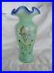 FENTON-VASE-SIGNED-Hand-painted-Willow-Green-with-Cobalt-Blue-Crest-8-x-4-01-ap
