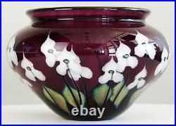 FINE Signed John Lotton Iridescent Multi Flora Studio Art Glass Vase