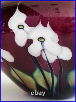FINE Signed John Lotton Iridescent Multi Flora Studio Art Glass Vase