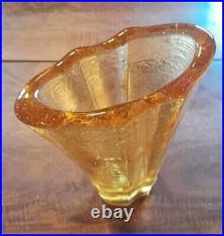 FIRE & LIGHT Signed Citrus yellow Recycled Art Glass Aurora Vase