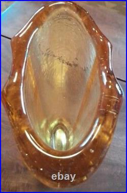 FIRE & LIGHT Signed Citrus yellow Recycled Art Glass Aurora Vase