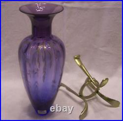 Fenton Amphora Vase Mystic Bird Mulberry Glass LE Signed COA MIB NOS Connoisseur