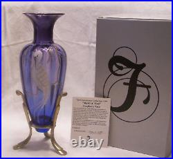 Fenton Amphora Vase Mystic Bird Mulberry Glass LE Signed COA MIB NOS Connoisseur