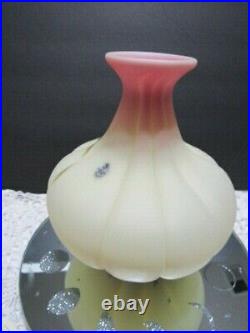 Fenton Art Glass 2008 Burmese Melon Vase Signed D. Robinson