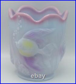 Fenton Art Glass Blue Burmese Atlantis Vase