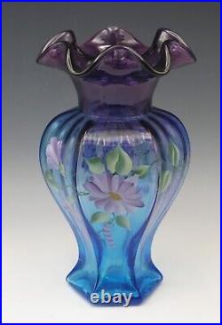 Fenton Art Glass Mulberry Hex Vase 9 George Fenton 1997 Signed Fenton Rare