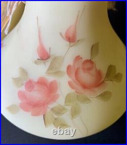 Fenton Burmese Glass Artist Signed Hand Painted With Fluted Top Rim Vase