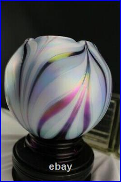 Fenton Glass 2010 Dave Fetty Lavender Haze Feather Vase Horizons Collection