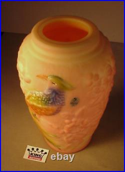 Fenton Glass Bird Vase signed Randy Fenton & J Powell HP 10 LE # 63/ 250