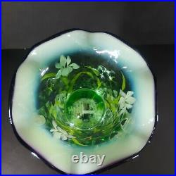 Fenton Glass Exclusive Diamond Optic Pattern with Hand painted Iris Flip Vase