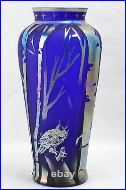 Fenton Glass Favrene Cameo Vase'Night Caller' Kelsey Murphy 701703