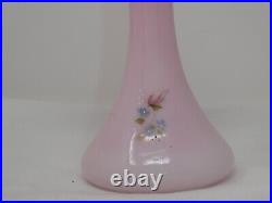 Fenton Hand Painted Flowers D. Cutshaw Signed Jack In The Pulpit Pink Glass Vase
