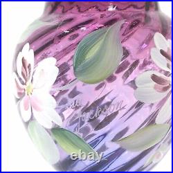 Fenton Hand Painted Mulberry Vase Honoring Bill Fenton 1996 Sue Jackson Signed