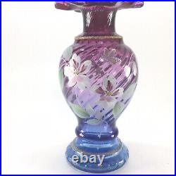 Fenton Hand Painted Mulberry Vase Honoring Bill Fenton 1996 Sue Jackson Signed