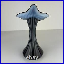 Fenton Jack in the Pulpit Amethyst Purple Glass Optic Vase Hand Painted Orchid