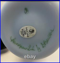 Fenton Lavender Satin Blue Burmese Ewer Pitcher Vase Handpainted D. Barleas