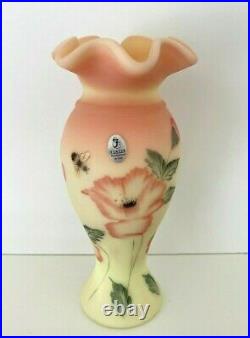 Fenton Let's Bee Burmese Poppy Hand Painted Vase Limited Edition 450/2500 signed